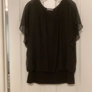 Black shirt with sheer overlay